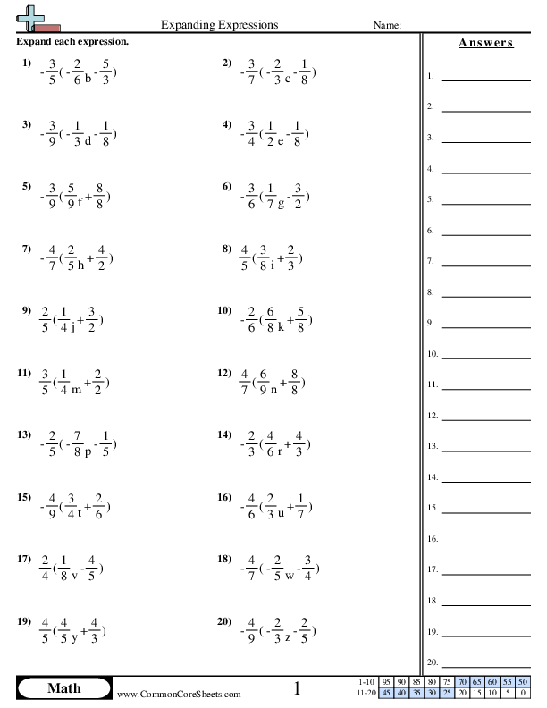 Expanding Expressions Worksheet - Expanding Expressions worksheet